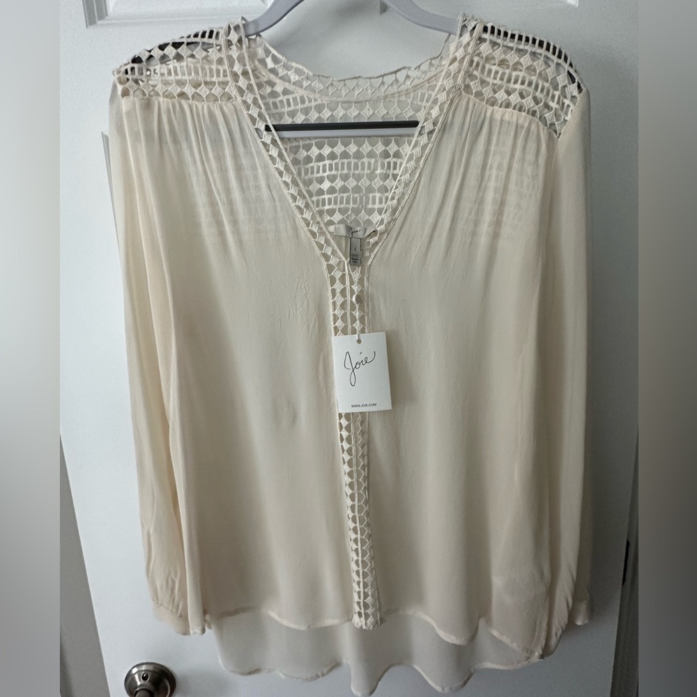 NWT Joie cream later cut long sleeve blouse size L